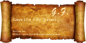 Gavrila Fábiusz névjegykártya
